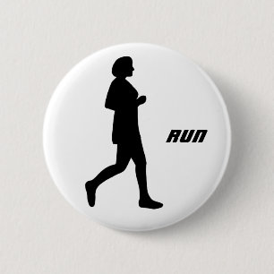 Badge Rond 5 Cm Silhouette noire Female Runner Peinture