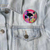 Badge Rond 5 Cm Silhouette rose de Flamant rose (En situation)