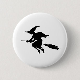 Badge Rond 5 Cm Silhouette sorcière