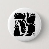 Badge Rond 5 Cm Silhouettes de chat noir - Design Feline mignon (Devant)