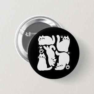 Badge Rond 5 Cm Silhouettes de chaton blanc - Design Feline mignon