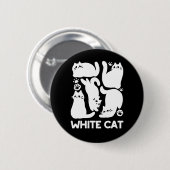 Badge Rond 5 Cm Silhouettes de chaton blanc - Design Feline mignon (Devant & derrière)
