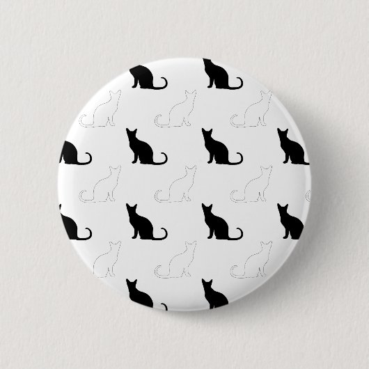 Badge Rond 5 Cm Silhouettes de chats noirs et blancs (Devant)