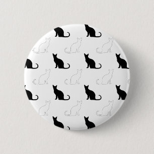 Badge Rond 5 Cm Silhouettes de chats noirs et blancs