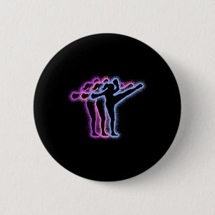 Badge Rond 5 Cm Silhouettes de filles de Muay Thai Arts Martiaux K