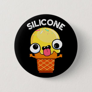 Badge Rond 5 Cm Silicone Funny Crème de glace Cone Pun Dark BG