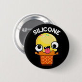 Badge Rond 5 Cm Silicone Funny Crème de glace Cone Pun Dark BG (Devant & derrière)