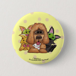 Badge Rond 5 Cm Silly et Tig avec Sassie-Pet Adoption is LOVE