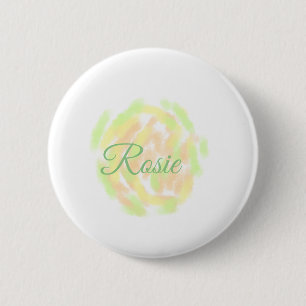 Badge Rond 5 Cm Simple aquarelle orange jaune ajoutez votre nom le