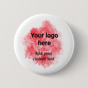 Badge Rond 5 Cm Simple aquarelle rouge ajoutez votre logo texte pe
