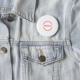 Badge Rond 5 Cm simple cercle rouge ajouter votre nom lettre texte