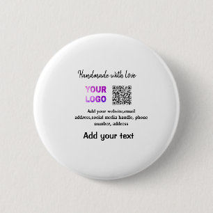 Badge Rond 5 Cm Simple code QR minimal ajouter un logo nom de code