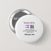 Badge Rond 5 Cm Simple code QR minimal ajouter un logo nom de code (Devant & derrière)