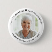 Badge Rond 5 Cm Simple coeur Photo Funéraire Garde-mémoire (Devant)