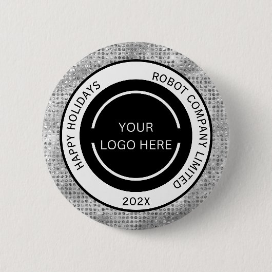Badge Rond 5 Cm Simple Company Logo and Name Silver (Devant)