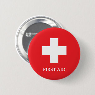 Badge Rond 5 Cm Simple docteur MÉDECIN & Premiers Secours, Croix, 