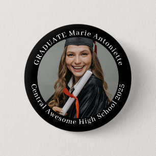Badge Rond 5 Cm Simple Élégant Photo de Diplômé Diplômé