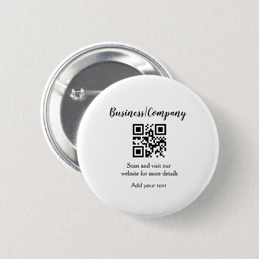 Badge Rond 5 Cm Simple entreprise site web code-barres QR ajouter  (Devant & derrière)