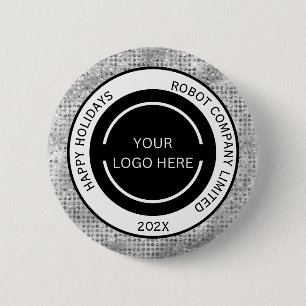 Badge Rond 5 Cm Simple logo et nom de société Argent