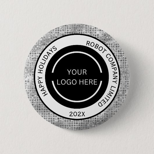 Badge Rond 5 Cm Simple logo et nom de société Argent (Devant)