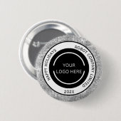 Badge Rond 5 Cm Simple logo et nom de société Argent (Devant & derrière)