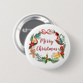 Badge Rond 5 Cm Simple Merry Christmas Wreath | Bouton d'épingle (Devant & derrière)