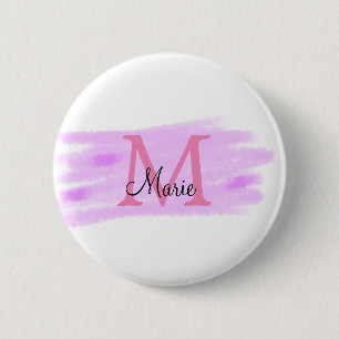 Badge Rond 5 Cm simple minimal ajouter nom monogramme aquarelle ro