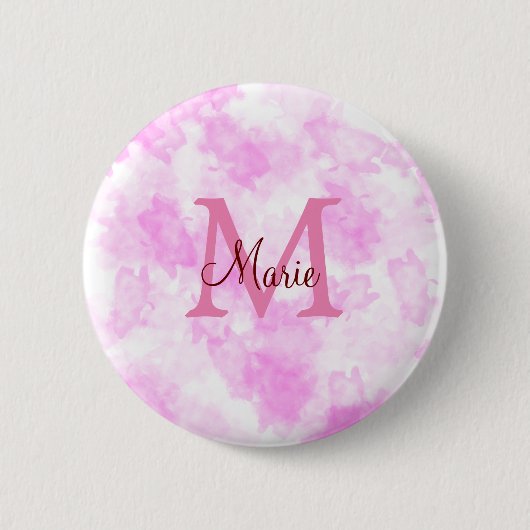 Badge Rond 5 Cm simple minimal ajouter nom monogramme rose rouge j (Devant)