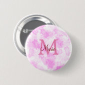 Badge Rond 5 Cm simple minimal ajouter nom monogramme rose rouge j (Devant & derrière)