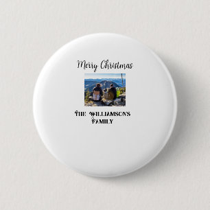 Badge Rond 5 Cm simple minimal joyeux Noël ajout nom de famille te