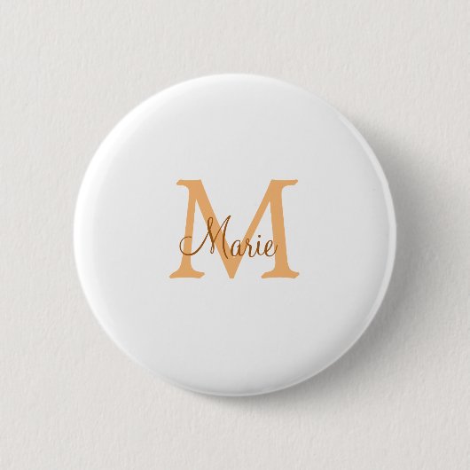 Badge Rond 5 Cm simple minimum ajouter nom monogramme orange brun (Devant)