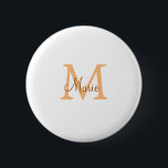 Badge Rond 5 Cm simple minimum ajouter nom monogramme orange brun<br><div class="desc">belle conception</div>