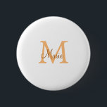 Badge Rond 5 Cm simple minimum ajouter nom monogramme orange brun<br><div class="desc">belle conception</div>