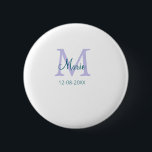Badge Rond 5 Cm simple minimum ajouter nom monogramme violet vert<br><div class="desc">belle conception</div>