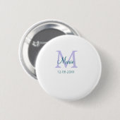 Badge Rond 5 Cm simple minimum ajouter nom monogramme violet vert  (Devant & derrière)