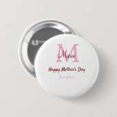 Badge Rond 5 Cm simple minimum de jour mère monogramme nom rose te (Devant & derrière)