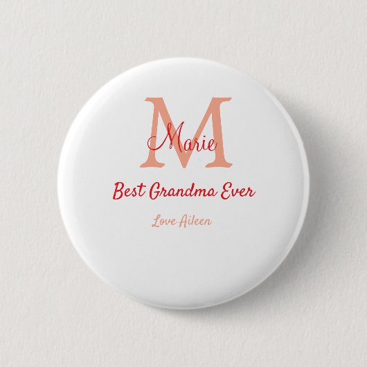 Badge Rond 5 Cm simple minimum meilleur grand-mère jamais rouge mo (Devant)