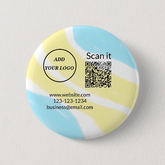 Badge Rond 5 Cm Simple minimum q r code ajouter logo code d'analys (Devant)