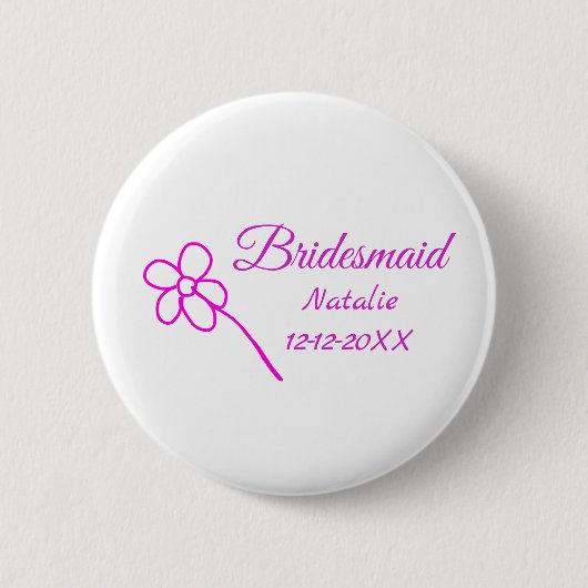 Badge Rond 5 Cm Simple minimum rose bridesmaid ajouter le nom de l (Devant)
