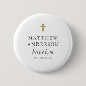 Badge Rond 5 Cm Simple moderne Elegant Cross Baby Baptism (Devant)