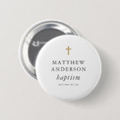 Badge Rond 5 Cm Simple moderne Elegant Cross Baby Baptism (Devant & derrière)