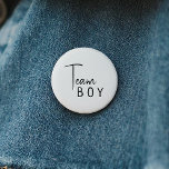 Badge Rond 5 Cm Simple moderne Neutre Genre Revele Équipe Garçon<br><div class="desc">Célébrez votre petit avec notre simple et moderne bouton neutre de sexe révéler l'équipe garçon, avec un design minimaliste noir et blanc qui est moderne et joli. Avec son esthétique propre et d'inspiration boho, l'atmosphère contemporaine et neutre pour le genre est parfaite pour accueillir un bébé garçon ou une fille...</div>