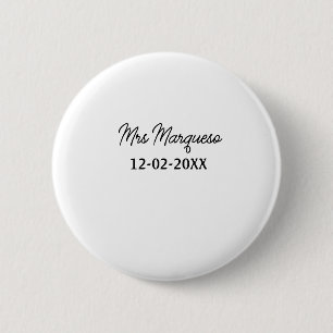 Badge Rond 5 Cm simple monogramme minimaliste Mme M. nom date anné
