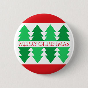 Badge Rond 5 Cm Simple Rouge Joyeux Noël Green Tree Design
