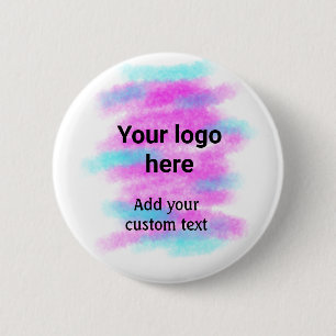 Badge Rond 5 Cm Simple rouge pi aquarelle ajoutez votre logo texte