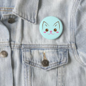 Badge Rond 5 Cm Simple visage de chat si mignon ! (En situation)