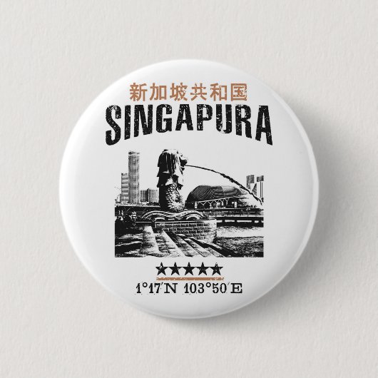 Badge Rond 5 Cm Singapour (Devant)