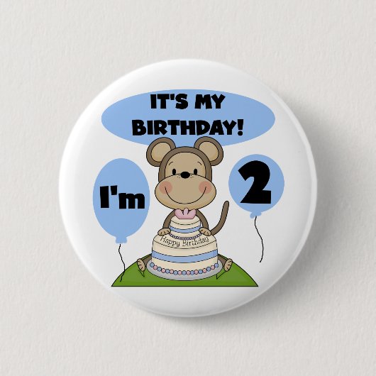 Badge Rond 5 Cm Singe Anniversaire Garçon 2e T-shirts et cadeaux (Devant)