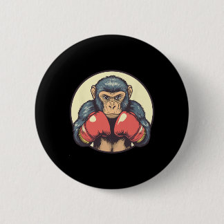 Badge Rond 5 Cm Singe Avec Gants De Boxe Déterminé