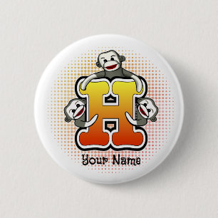 Badge Rond 5 Cm Singe chaussette à monogramme H